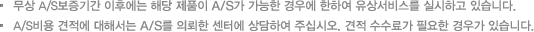 무상 A/S보증기간 이후에는 해당 제품이 A/S가 가능한 경우에 한하여 유상서비스를 실시하고 있습니다./A/S비용 견적에 대해서는 A/S를 의뢰한 센터에 상담하여 주십시오. 견적 수수료가 필요한 경우가 있습니다.